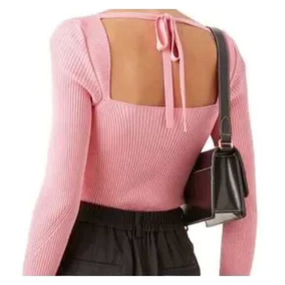 Anna October Tops - Anna October | Square Neck Sweater with Back Tie | Pink | Sz M